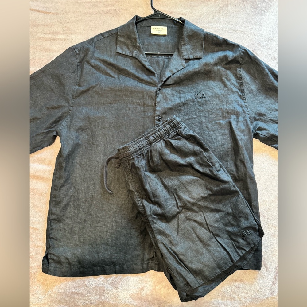 YoungLA Lightweight Matching Set Black – Men’s (Top XL / Shorts L)